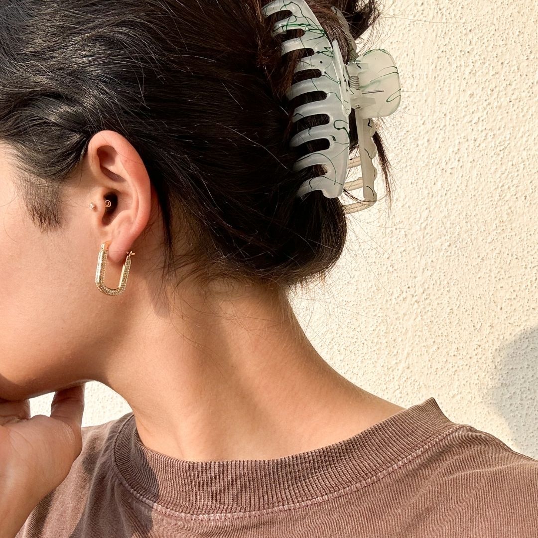 Shiny Square hoop Earring